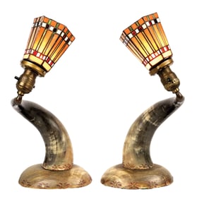 PAIR OF HORNED LAMPS