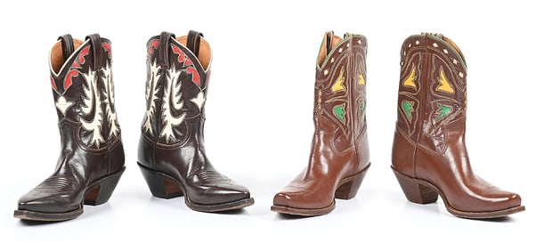 LOT OF 2: BROWN LEATHER COWBOY BOOTS