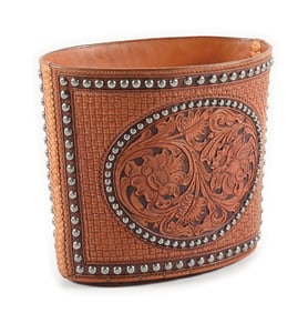 BUDDIE FOSTER LEATHER TRASH CAN