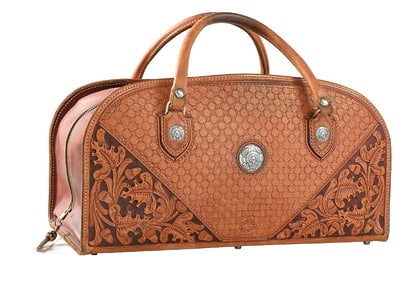 BUDDIE FOSTER TRAVEL BAG WITH STERLING SILVER CONCHOS