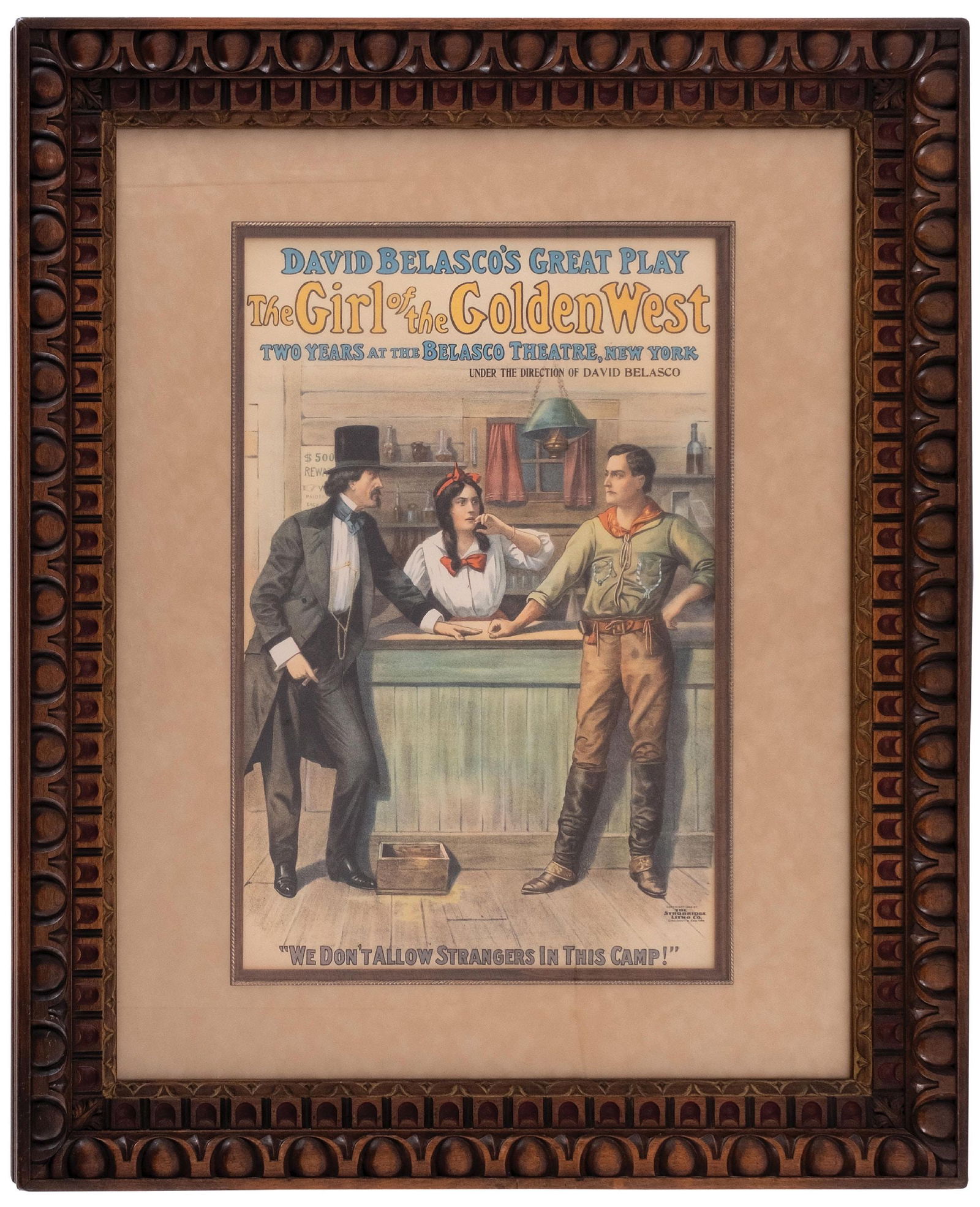 DAVID BELASCO'S "THE GIRL OF THE GOLDEN WEST" FRAMED LITHO (1 of 4)
