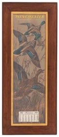 1907 WINCHESTER LYNN BOGUE HUNT "BLUE WINGED TEALS" FRAMED CALENDAR