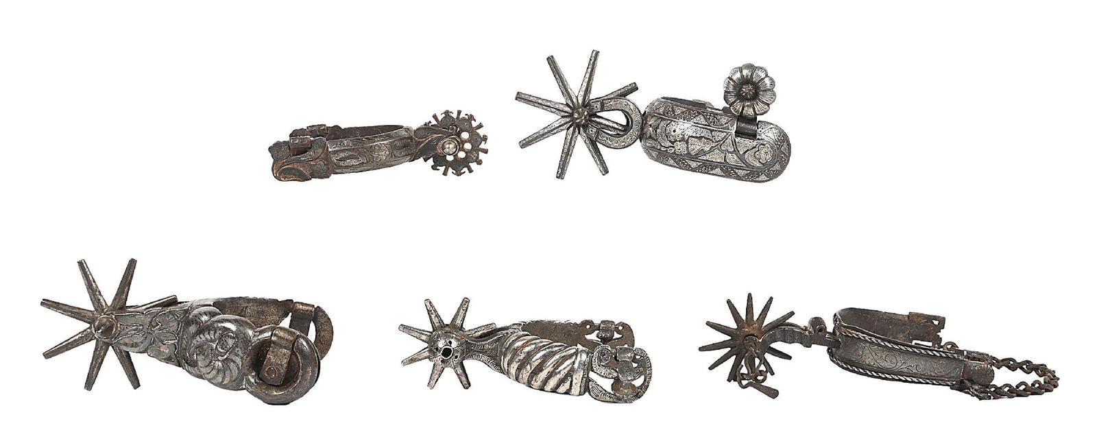 LOT OF 5: MEXICAN SINGLE SILVER SPURS (1 of 2)