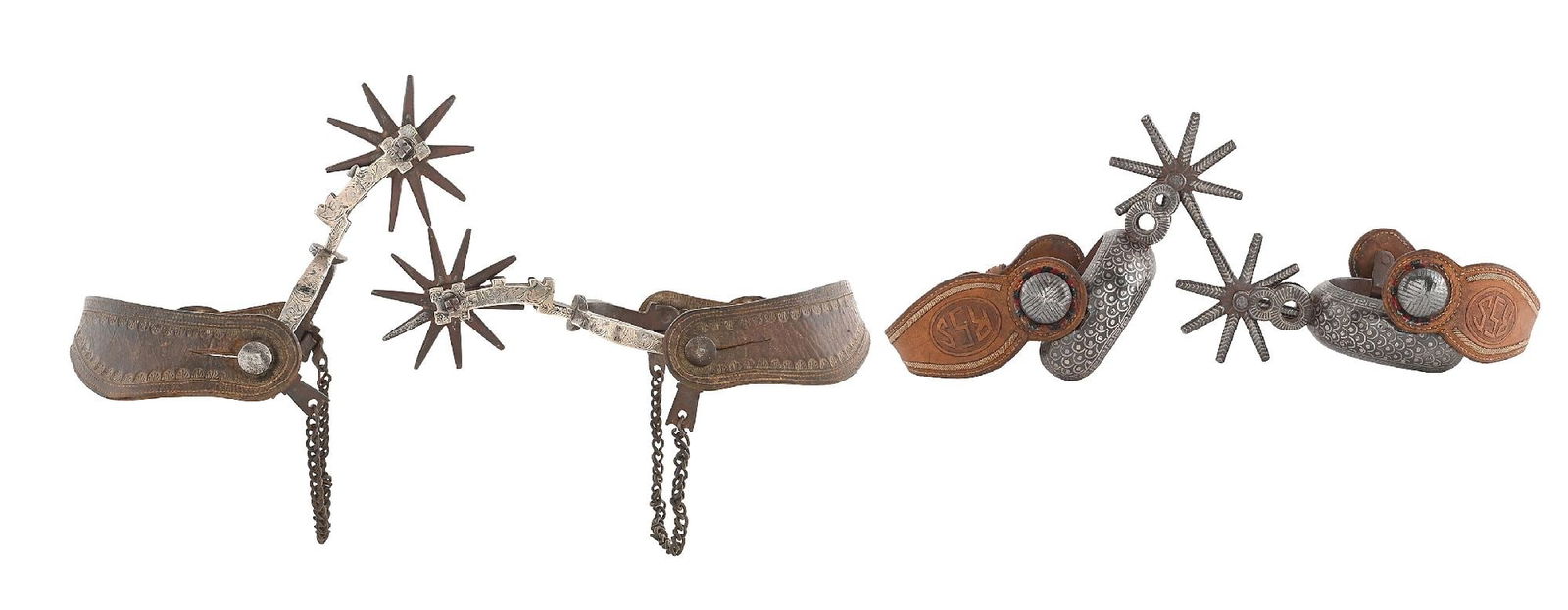 LOT OF 2: MEXICAN CHARRO & TRANSITIONAL SPURS (1 of 11)
