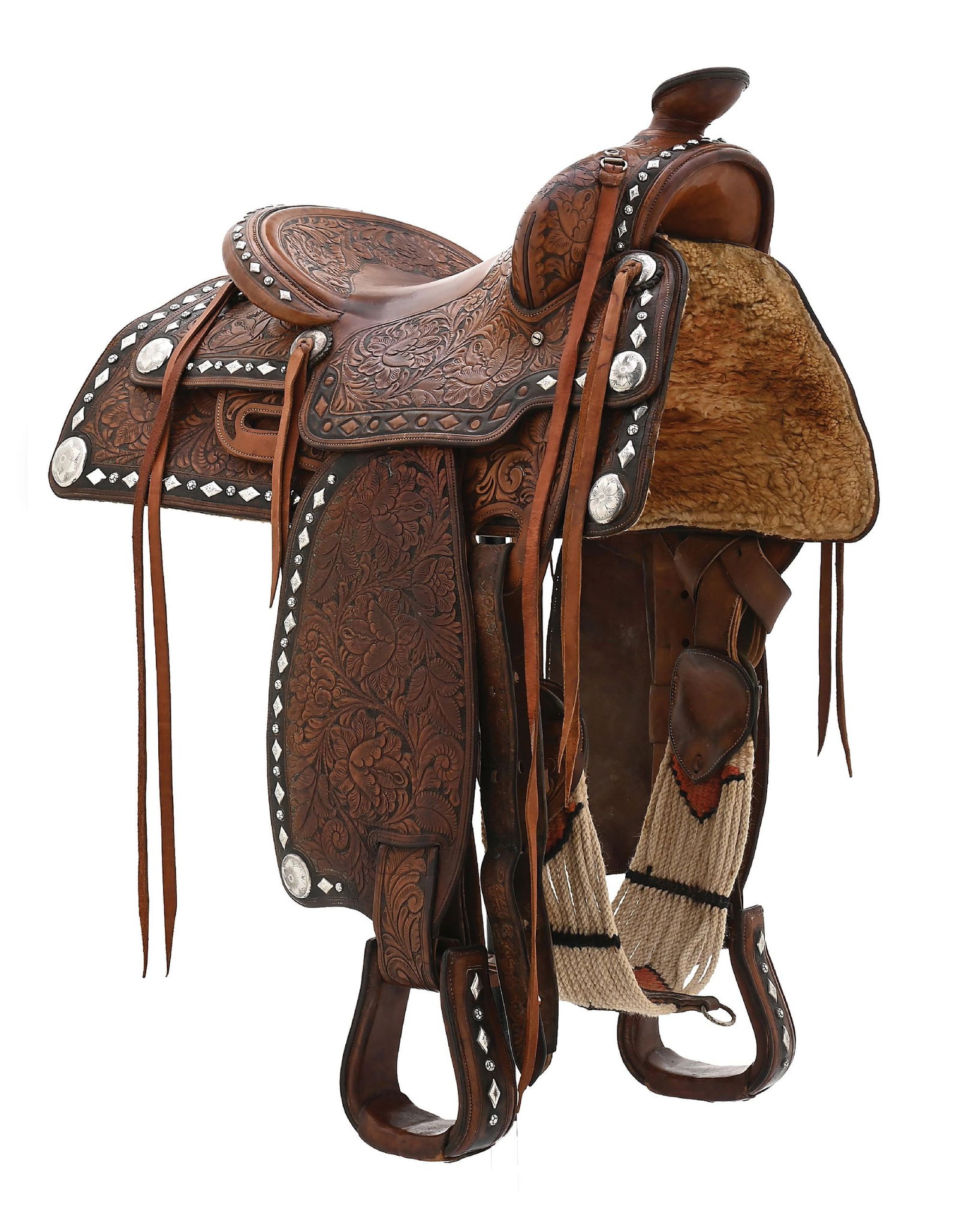 EDWARD H. BOHLIN FLORAL AND STUDDED HAND-TOOLED LEATHER SADDLE (1 of 13)