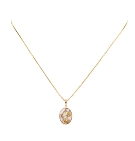 14K GOLD QUARTZ PENDANT NECKLACE