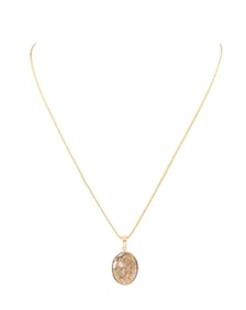 14K GOLD QUARTZ PENDANT NECKLACE