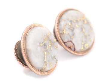 ROUND 1.23OZ GOLD QUARTZ CUFFLINKS