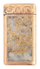 EMBOSSED GOLD QUARTZ MATCH SAFE