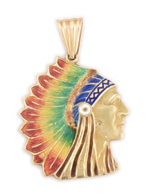 18K CARTER HOWE & CO. INDIAN HEAD PENDANT