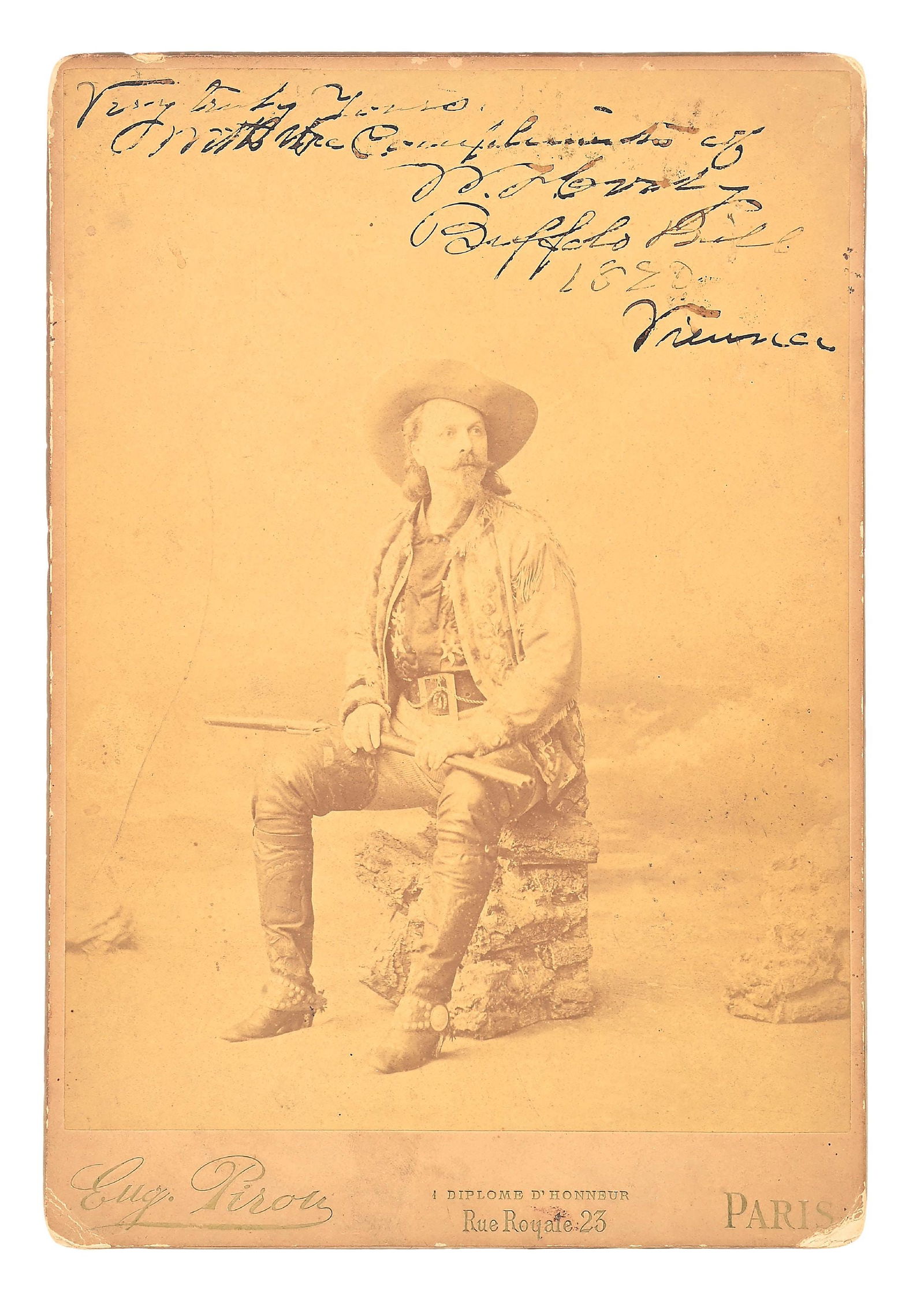 LARGE BUFFALO BILL PHOTO BY EUGENE PIROU SIGNED AND DATED 1890 (1 of 4)