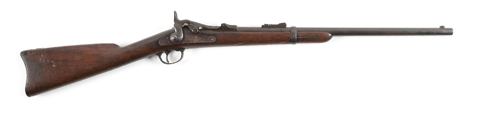 (A) PRIME CUSTER RANGE SPRINGFIELD MODEL 1873 TRAPDOOR CARBINE: Although carbines produced prior to the Battle of Little Bighorn (those under approximately serial number 50,000) are considered "Custer Range", most of most of the carbines issued to the 7th Cavalry
