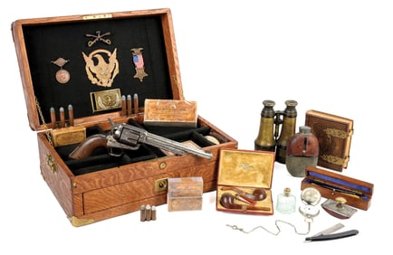 (A) CUSTER RANGE AINSWORTH COLT CAVALRY MODEL SINGLE ACTION ARMY REVOLVER WITH OFFICER'S FIELD DESK