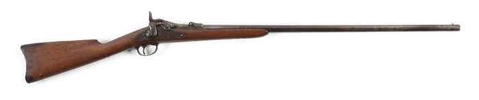 (A) INTERESTING COMMERCIAL SPRINGFIELD MODEL 1873 TRAPDOOR 20-GAUGE FORAGER SHOTGUN IN THE CUSTER