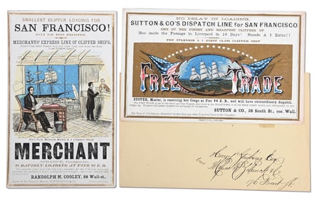 GOLD RUSH CLIPPER CARDS "FREE TRADE" & "MERCHANT"