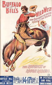 FRAMED FRENCH BUFFALO BILL "ROUGH RIDERS" POSTER