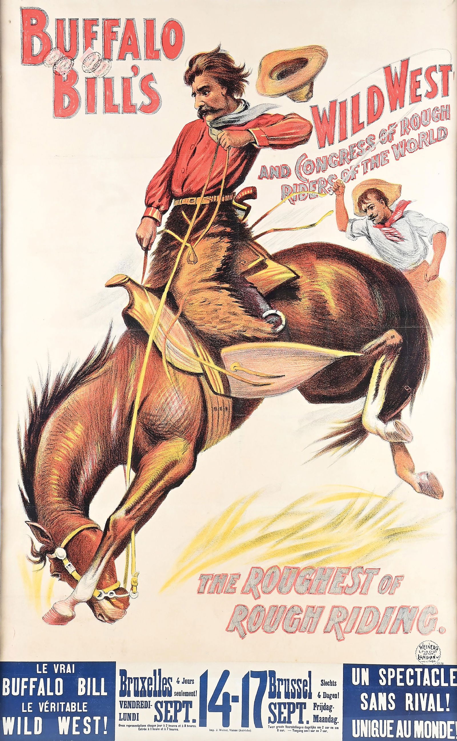 FRAMED FRENCH BUFFALO BILL "ROUGH RIDERS" POSTER (1 of 5)