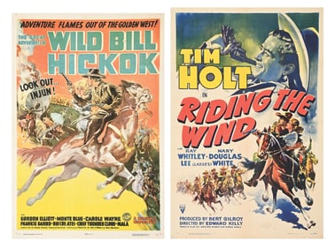 PAIR OF ONE-SHEET MOVIE POSTERS, "WILD BILL HICKOK" & "RIDING THE WIND"