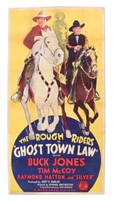 SCARCE 1942 BUCK JONES & TIM MCCOY THREE SHEET MOVIE POSTER