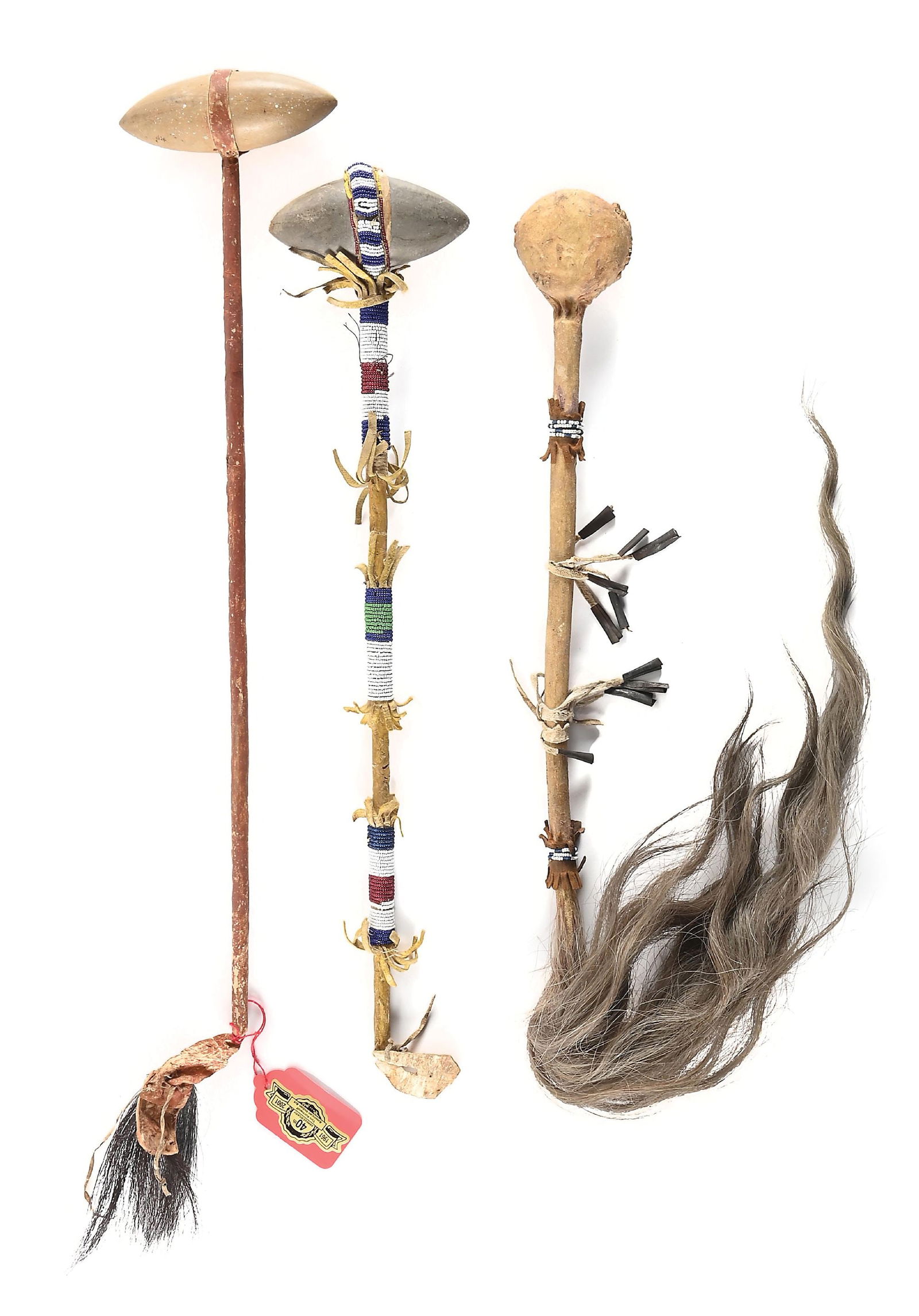 LOT OF 3: STONE-HEADED CLUBS (1 of 6)