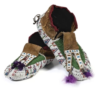 SIOUX (LAKOTA) FULLY-BEADED MOCCASINS