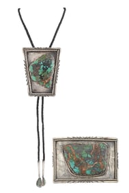 NAVAJO (DINÉ) MATCHING BOLO & BELT BUCKLE SET
