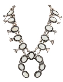 STERLING SILVER & MOTHER OF PEARL SQUASH BLOSSOM NECKLACE