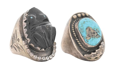 LOT OF 2: STERLING SILVER NATIVE AMERICAN MEN'S RINGS