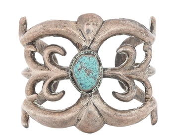 STERLING SILVER & TURQUOISE NAVAJO CUFF BRACELET