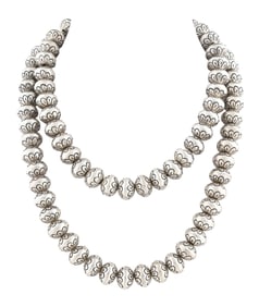 STERLING SILVER HEAVY BEADED NECKLACE