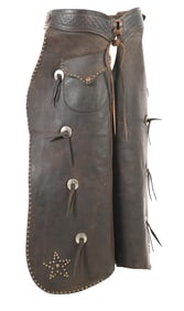HERMAN H. HEISER STUDDED LEATHER BATWING CHAPS