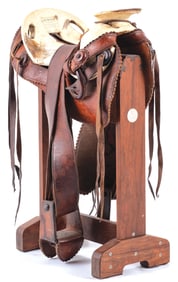 JUAN GALINDO JR. KIDS HORSE SADDLE WITH WOODEN STAND