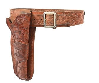 A FINE GEORGE LAWRENCE CO. HOLSTER AND BELT GUN RIG