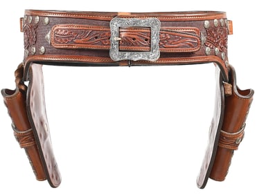 JOHN BIANCHI PRESENTATION GRADE CUSTOM DOUBLE HOLSTER & GUNBELT