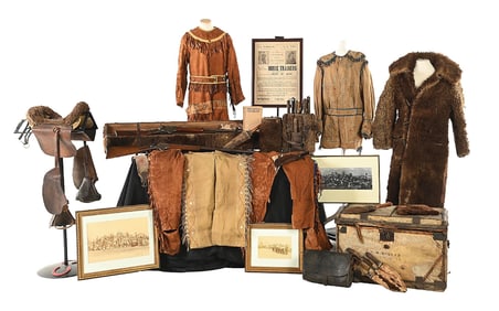 (A) BRONCHO CHARLIE MILLER ATTRIBUTED GROUPING OF BUFFALO HUNTING AND WILD WEST SHOW ITEMS,