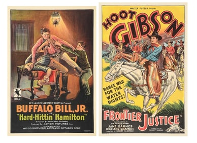 LOT OF 2: "HARD-HITTIN' HAMILTON" & "FRONTIER JUSTICE" LINEN-BACKED ONE-SHEET MOVIE POSTERS