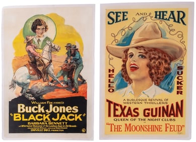 LOT OF 2: "BLACK JACK" AND "THE MOONSHINE FEUD" LINEN-BACKED ONE-SHEET MOVIE POSTERS