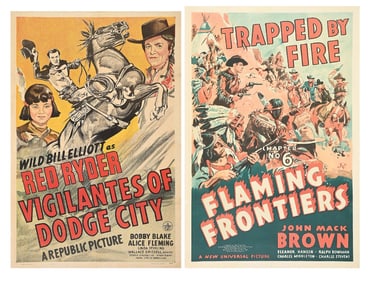 LOT OF 2: "VIGILANTES OF DODGE CITY" & "TRAPPED BY FIRE" LINEN-BACKED ONE-SHEET MOVIE POSTERS