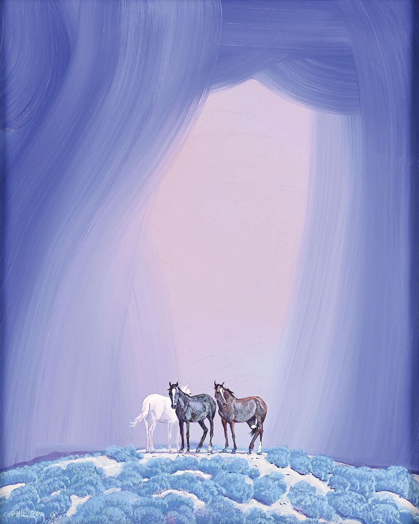 PHIL EPP (AMERICAN, B. 1946): Untitled acrylic on board signed lower-left corner "Phil Epp" sight: 15-1/2" x 29-1/2" framed: 21-1/2" x 25-1/2" Dimensions: Framed: 21 - 1/2" x 25 - 1/2".