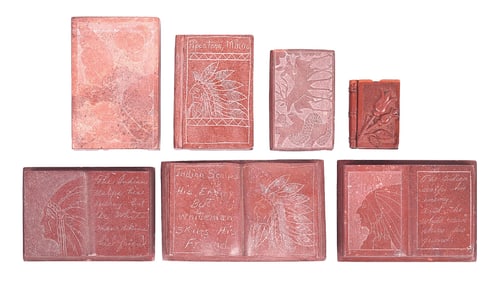 LOT OF 7: BOOKS CARVED FROM CATLINITE