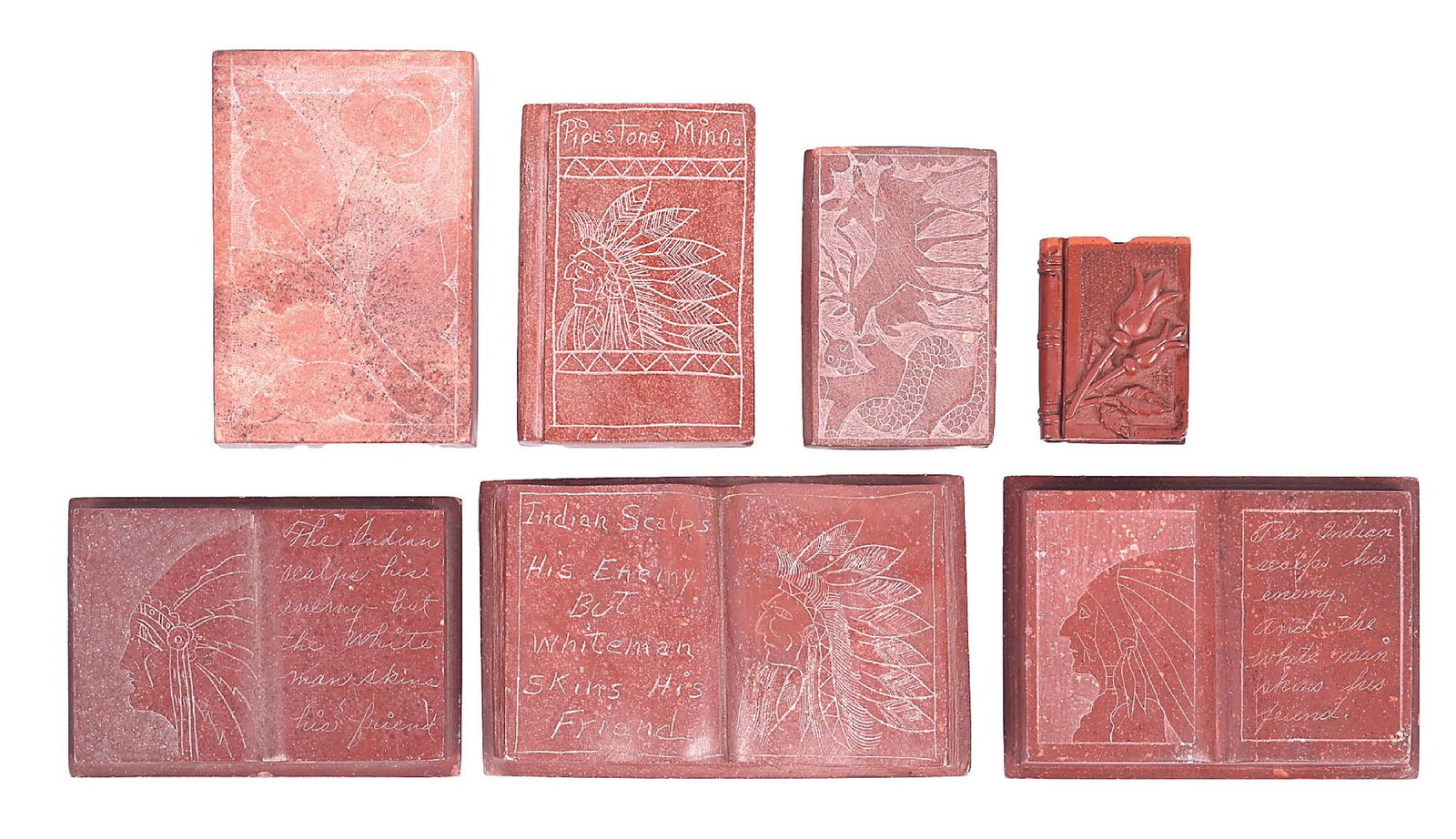 LOT OF 7: BOOKS CARVED FROM CATLINITE (1 of 2)