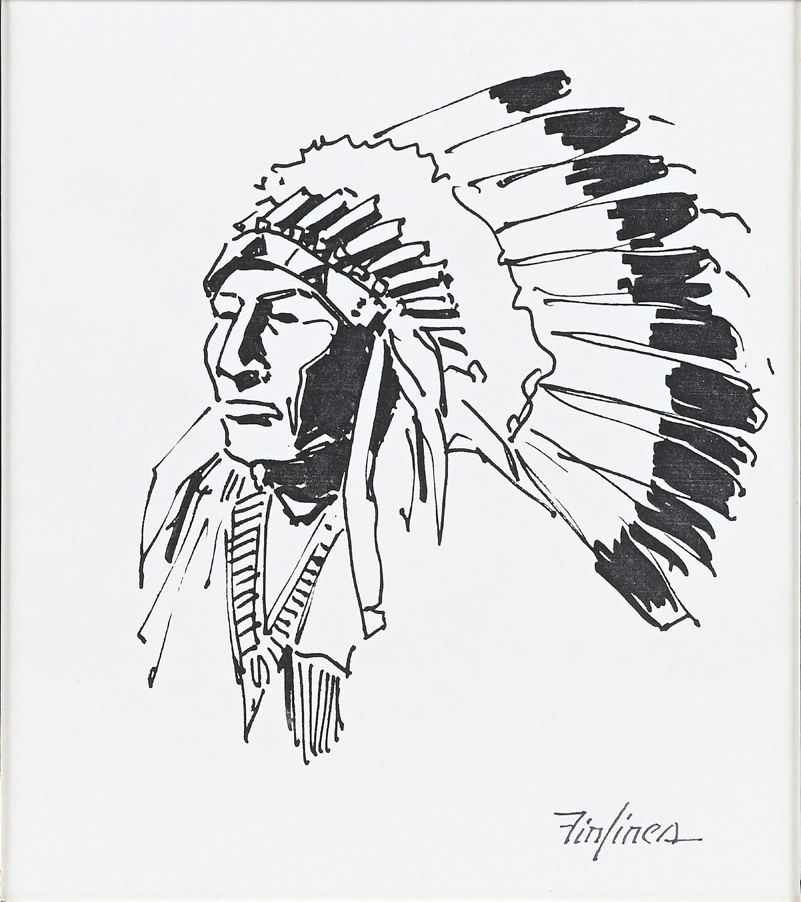 NICHOLAS FIRFIRES (AMERICAN, 1917-1990): Chief ink signed lower-right "Firfires" sight: 8" x 7" framed: 12-1/2" x 12-1/2" Provenance: From the Nicholas Firfires Estate, with a letter of provenance from the family Dimensions: Frame: 12 1/2" x