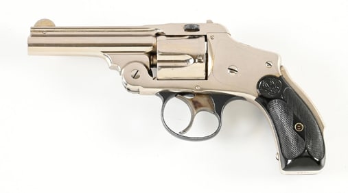 (A) SMITH & WESSON SAFETY HAMMERLESS FIRST MODEL DOUBLE ACTION REVOLVER.