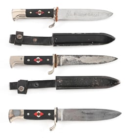LOT OF 3: THIRD REICH HITLER YOUTH KNIVES.