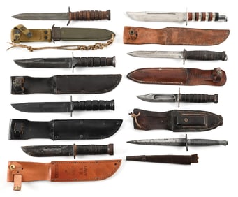 LOT OF 8: US WWII-POST WWII FIGHTING KNIVES.