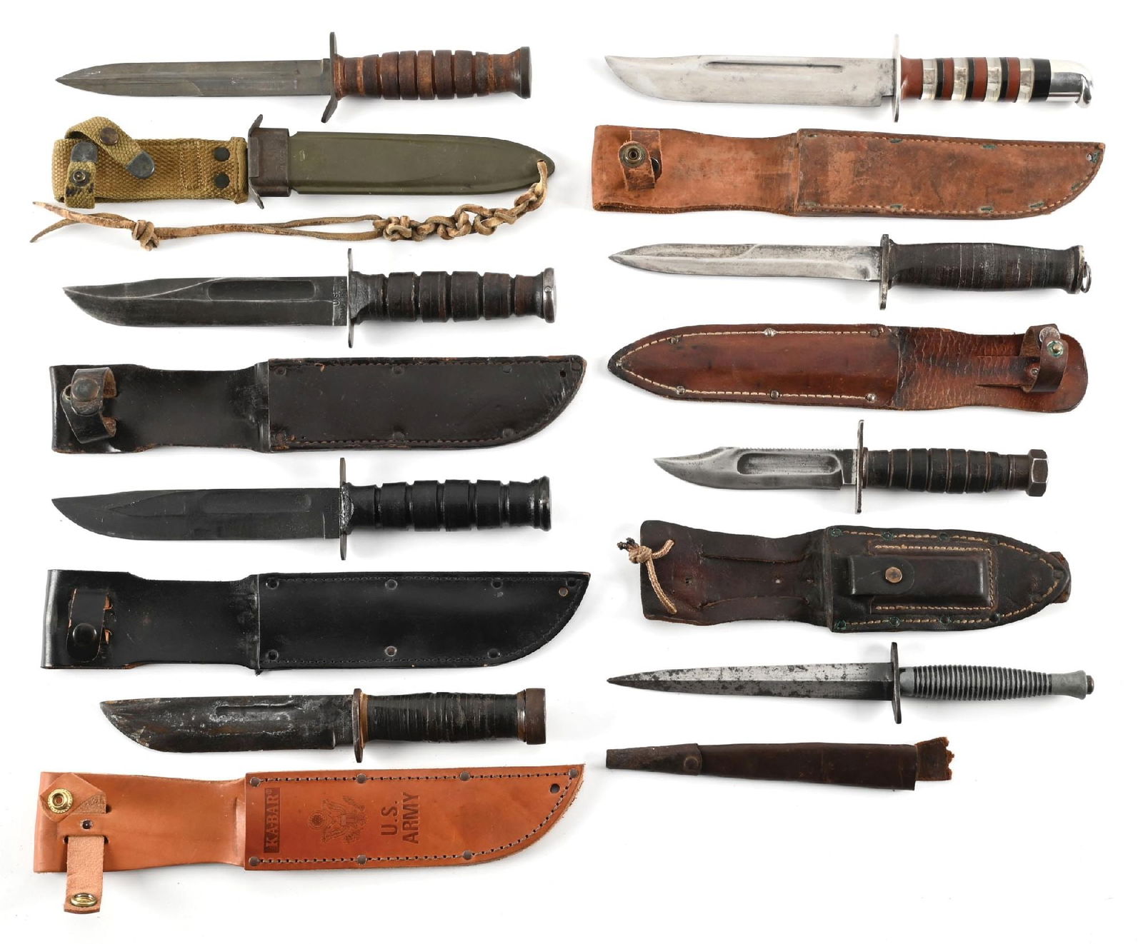 LOT OF 8: US WWII-POST WWII FIGHTING KNIVES. (1 of 1)