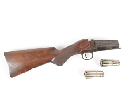 BLAKE RIFLE STOCK AND MAGAZINE WITH 2 CLIP PACKETS AND LITERATURE.