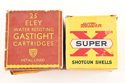 VERY RARE LOT OF TWO FULL BOXES OF 14 GAUGE SHOTSHELLS