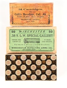 LOT OF 2: COLT AND WINCHESTER PICTURE BOX AMMUNITION.