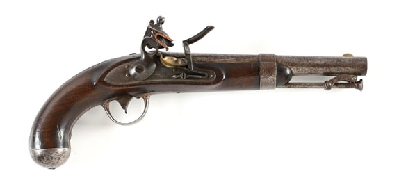 (A) US MODEL 1836 FLINTLOCK PISTOL BY ROBERT JOHNSON.
